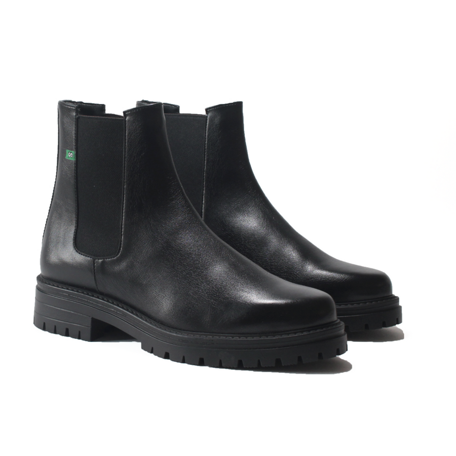 wdf - Chelsea boot Jerry woman vegan Supergreen black leather corn and recycled, vegan shoes ecoresponsible, accessible and stylish. Ethical, ecological and responsible fashion, eco-design.